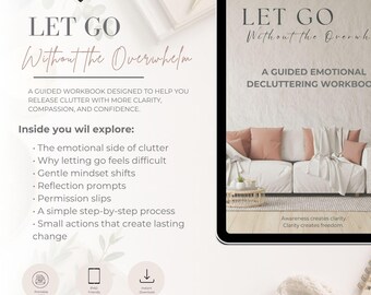 Emotional Decluttering Workbook | Guided Printable Journal for Letting Go (Digital Download)