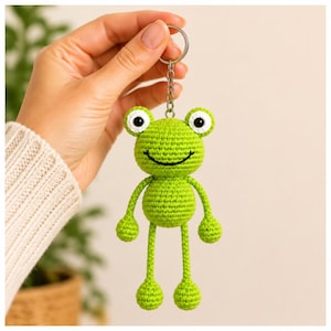 Crochet Frog Pattern PDF – Amigurumi Frog Keychain Crochet Pattern | Easy Beginner Crochet Animal Toy, Frog Crochet, Instant Download