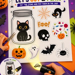 Halloween Flashlight Reveal Game | Hidden Picture Activity | Printable PDF for Kids | Preschool Kindergarten Classroom | Instant Download