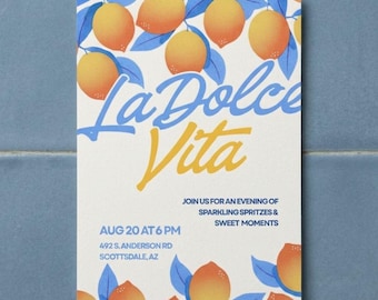 Italian Summer Lemon Party Invitation | La Dolce Vita Canva Template