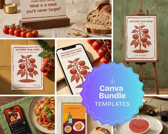Italian Tomato Birthday Dinner Party Bundle, Editable Canva Templates & Hosting Guide (Instant Download)