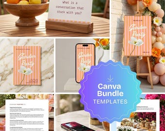 Garden Party Bundle, Editable Canva Templates & Hosting Guide (Instant Download)
