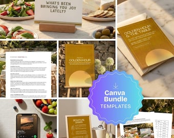 Summer Dinner Party Bundle, Editable Canva Templates (Instant Download)