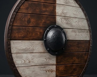 Handmade Wooden Viking Shield, Norse Warrior Battle Decor, LARP Cosplay Prop