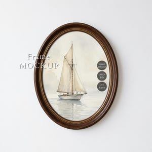 Vintage Oval Frame Mockup 3:4 Ratio | Antique Wooden Frame PSD | Smart Object | Digital Download