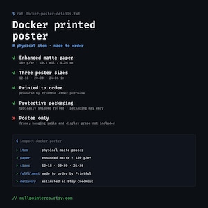 Docker Cheat Sheet Poster, DevOps Command Reference, Matte Developer Print image 2