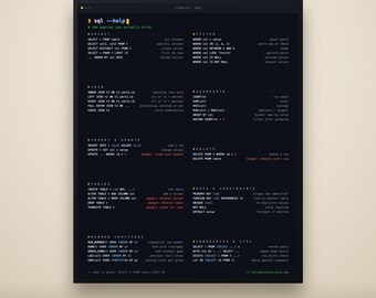 SQL-spiekbriefposter (PDF): printbare databasequery-referentie, direct te downloaden.