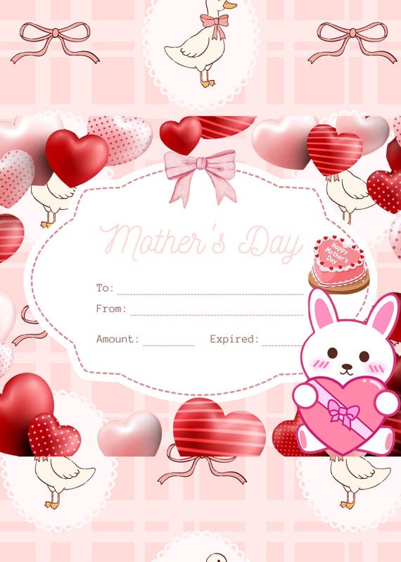 Mother's Day gift card printable Canva template