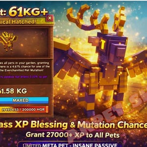 Everchanted Gilded Choc 61+ kg - Roblox Grow A Garden omedelbar leverans