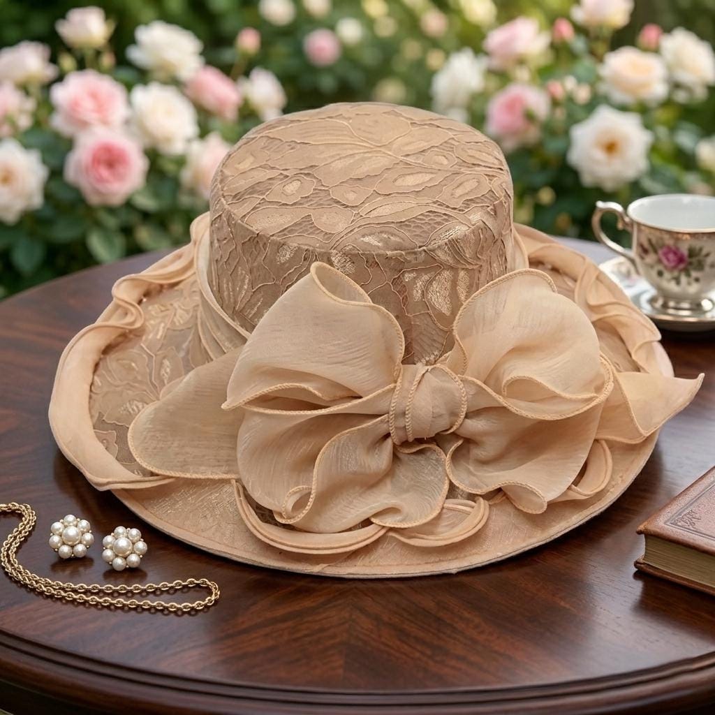 Chapeau Femme Large Bord Été - Chapeau De Mariée Mariage Église Thé Fête, Chapeau De Pêcheur Pliable Pour Bébé Et Adulte