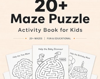 Labyrinth Labyrinth Erinnerungsbuch, Labyrinth Aktivitätsbuch zum Ausdrucken, Kinder Aktivitätsbuch, Sommeraktivitätsbuch, Labyrinth Puzzle Bundle für Kinder