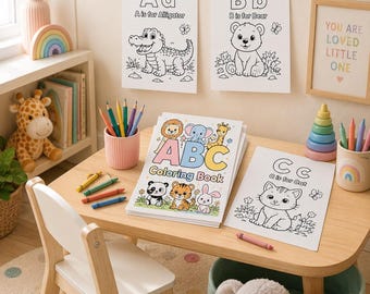Páginas para colorear del alfabeto imprimibles para niños, libro para colorear de animales, páginas para colorear de animales ABC, libro para colorear del alfabeto, páginas para colorear para niños pequeños