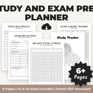 Study Planner Bundle Printable | Academic Exam Prep Organizer | Topic Masterlist, Study Tracker