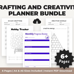 Crafting Planner Bundle | Creativity Organizer | 30 Day Craft Challenge, Hobby Tracker