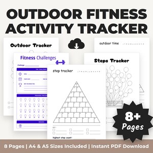 Bundel met fitness trackers voor buiten | Logboek voor fysieke activiteit | Tijd buiten doorbrengen, stappen tellen, yoga beoefenen