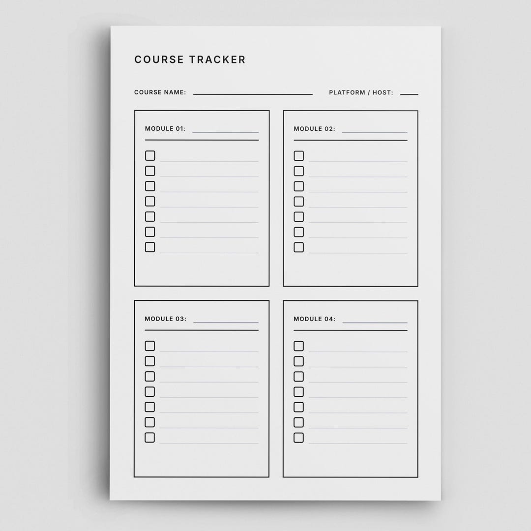 Online Course Tracker: Student Study Progress Checklist Printable PDF ...