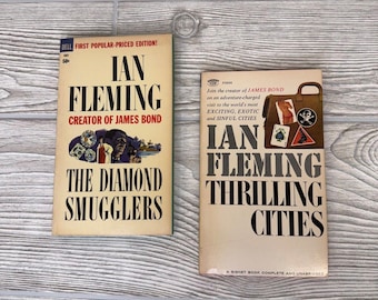Los contrabandistas de diamantes y ciudades fascinantes, de Ian Fleming, primera edición en rústica.