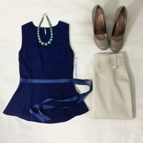 blue peplum shirt