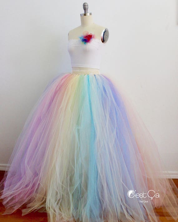 rainbow tulle skirt womens