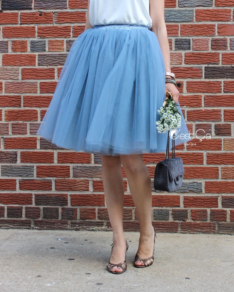 Clarisa Dusty Blue Tulle Skirt Blue Puffy Princess Tutu Etsy