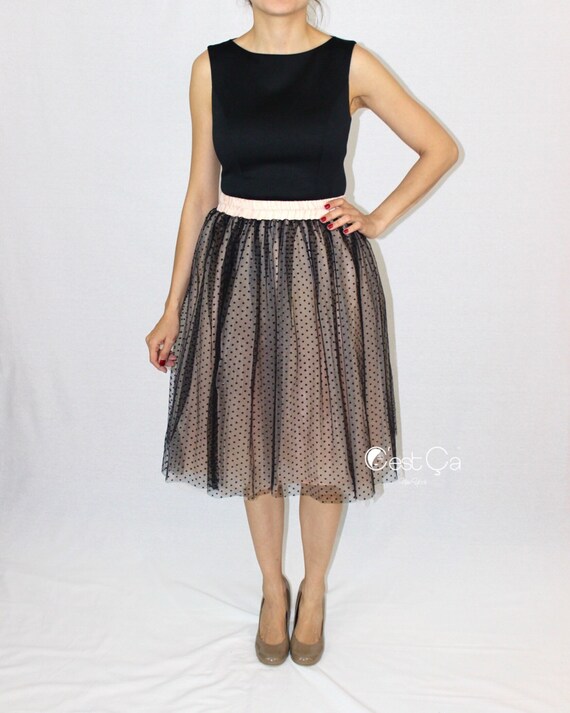 Black polka dot tulle skirt Clearance