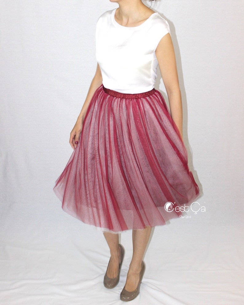 Corinne Ombré Burgundy Tulle Skirt Soft Tulle Skirt | Etsy