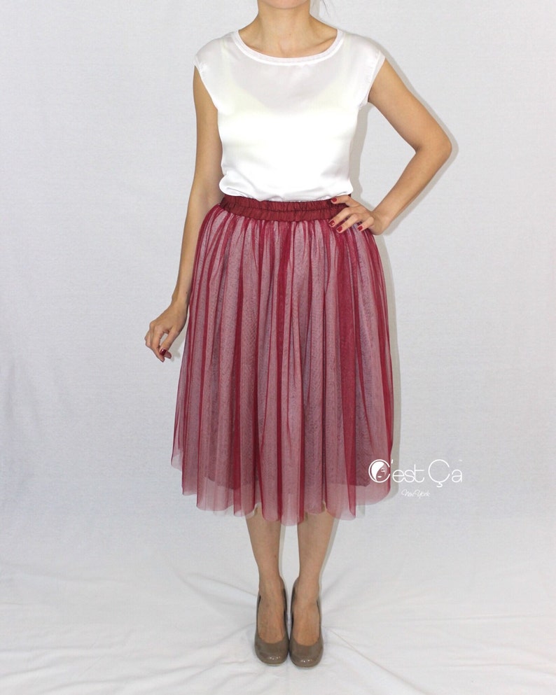 Corinne Ombré Burgundy Tulle Skirt Soft Tulle Skirt | Etsy