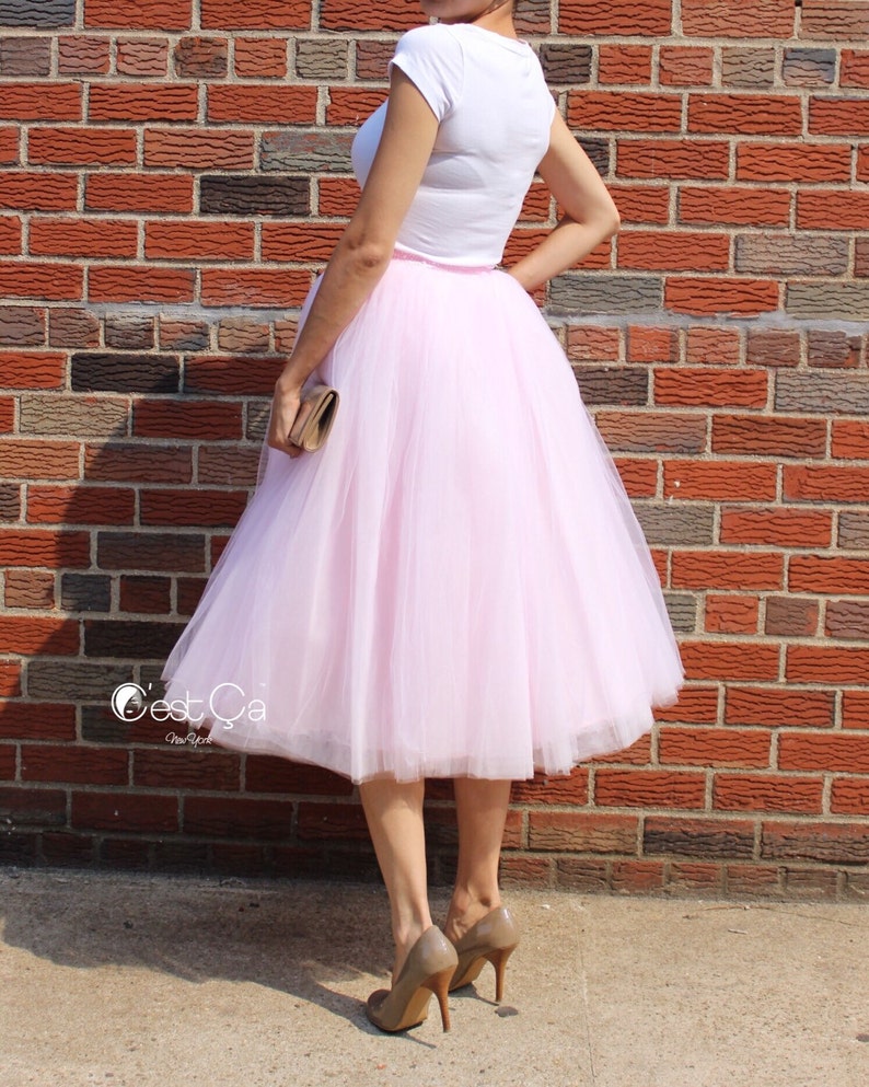 Clarisa Blush Pink Tulle Skirt Tea Length Tulle Skirt | Etsy