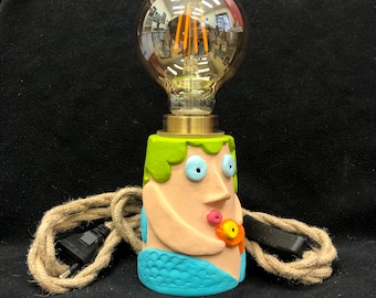 Sirena portalampada da tavolo o a sospensione con lampadina a LED da 8cm di diametro a luce calda da 4W