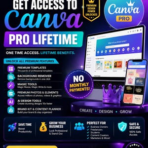 Canva Pro Personal Access | Premium Canva Features | Instant Digital Delivery | Templates, AI Tools & Pro Elements