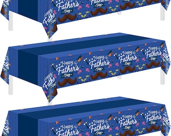 Father's Day Tablecloth 3 Pack, Disposable Plastic Party Decor