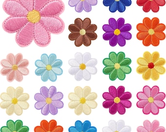 30PCS Daisy Flower Iron On Patches, Embroidered Floral Appliques, Sew On Patches for Jackets, Jeans, Bags & DIY Crafts