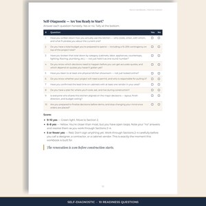 Planner page: 10-question self-diagnostic with a green / yellow / red readiness score.