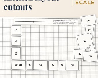 Kitchen Layout Planner Printable | Scale Cabinet Cutouts PDF | Kitchen Floor Plan | Designer