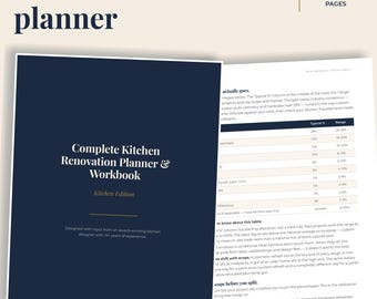 Kitchen Renovation Checklist | 105-Page Planner PDF | Designer Workbook | Budget & Layout
