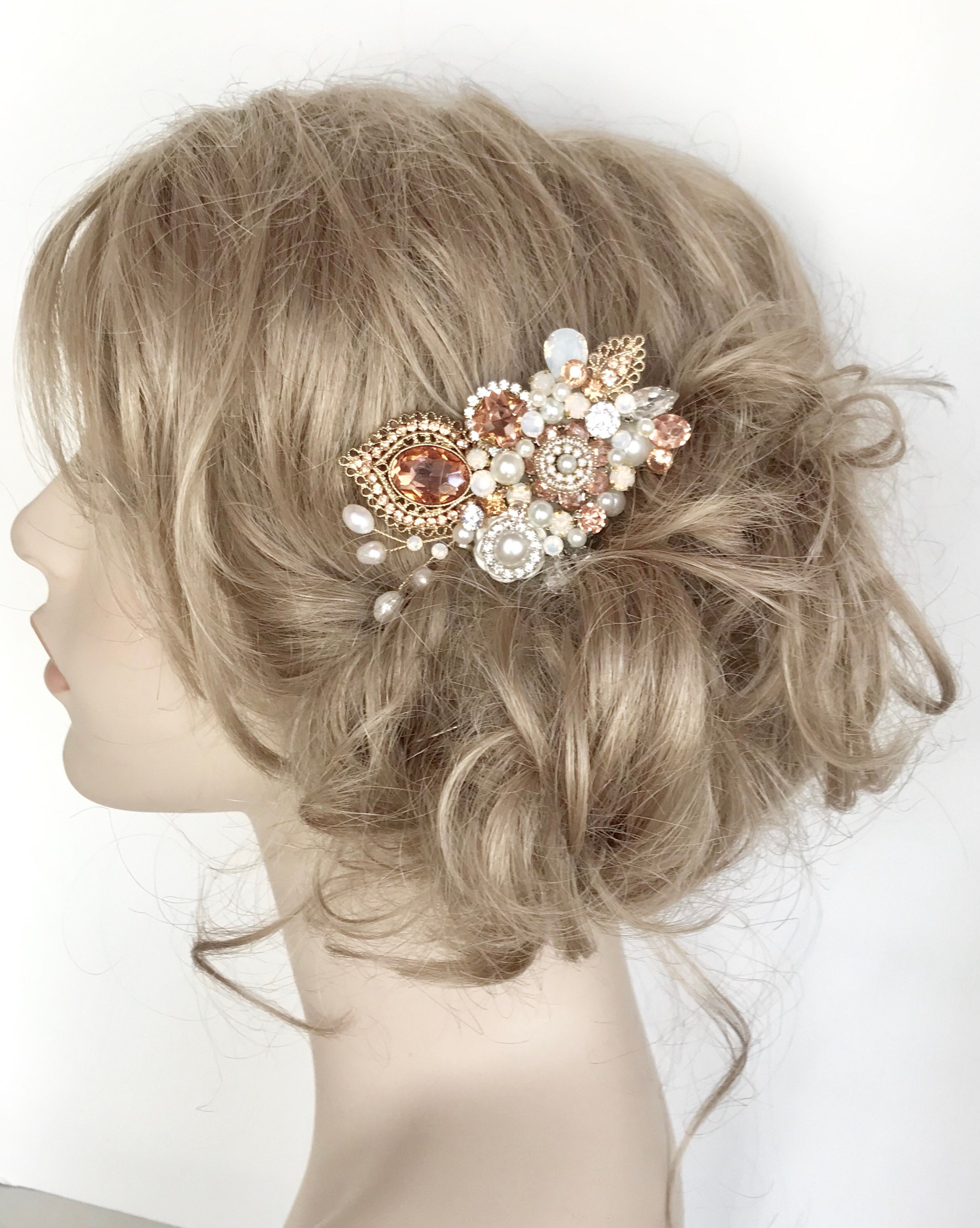 Rose Gold Hairpiece Bridal Hair Accessories Rose Gold Bridal Etsy