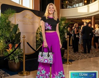 Pantaloni da donna Barari Collection a gamba larga e leggeri, con cerniera laterale nascosta.