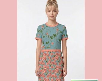 Tea Rose Collection-mönstrad kortärmad klänning för flickor