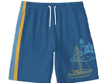 Bar Harbor icon Print with stripe Men‘s Beach Shorts With Lining