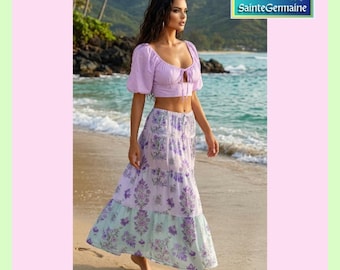 Gairdin Collection Print Women's three tiered Long Skirt.  Free shipping.