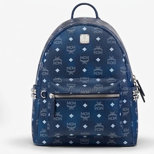 Mochila MCM Stark Side Studs – Lona Visetos y piel de vacuno / Mochila de viaje de lujo con monograma de diseñador