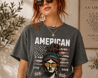 Comfort Colors® American 250 Years Statue of Liberty T-Shirt, Patriotic Graphic Tee