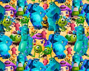 Monsters Inc Fabric Sulley & Mike Boo Monster Characters Colorful Kawaii Fabric Cartoon 100% Cotton Fabric Anime Fabric By The Half Yard