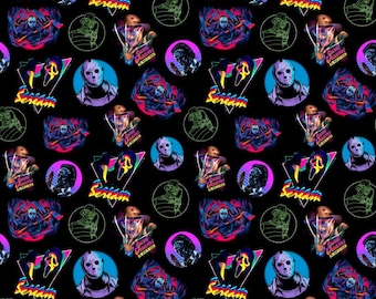 Halloween Horror Movie Villains Fabric Retro Jason Freddy Michael Scream Fabric Cartoon 100% Cotton Fabric Anime Fabric By The Half Yard