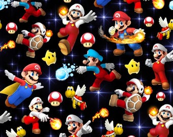 Super Mario Bros-stof Mario's Many Forms Luma-personages Sterrenhemelstof Disney Cartoon 100% katoenen stof animestof op maat gesneden