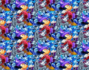 Mickey Mouse stof retro Steamboat Willie Blue magische Mickey stof Disney Cartoon 100% katoenen stof anime stof op maat gesneden