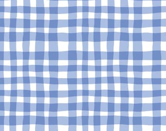 Watercolor Blue Gingham Fabric Classic White Checkered Minimalist Soft Plaid Fabric Cartoon 100% Cotton Fabric Anime Fabric By The Half Yard