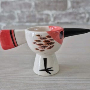 Anthropologie Red Bird Egg Cup Hannah Turner Ceramic zdjęcie 1
