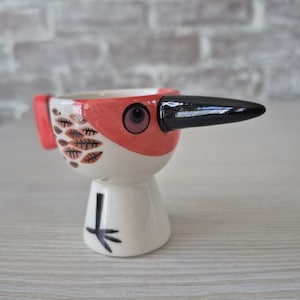 Anthropologie Red Bird Egg Cup Hannah Turner Ceramic zdjęcie 9