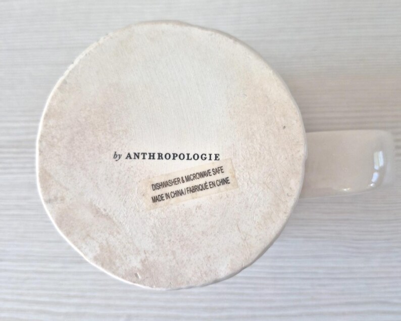 Anthropologie Dagny Hand Painted INITIAL C Monogram Stoneware Mug Botanical afbeelding 13